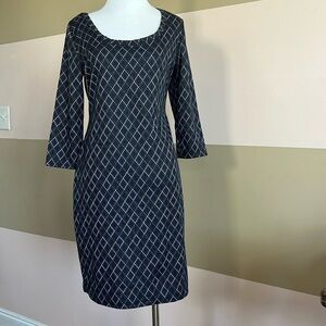 Robbie Bee Dress Printed Knee Length Sheath Stretch 3/4 Sleeve Size large